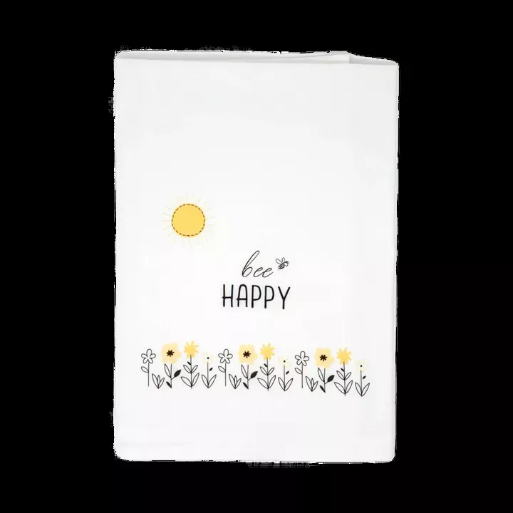 100% Organic Cotton Tea Towel- Bee Happy