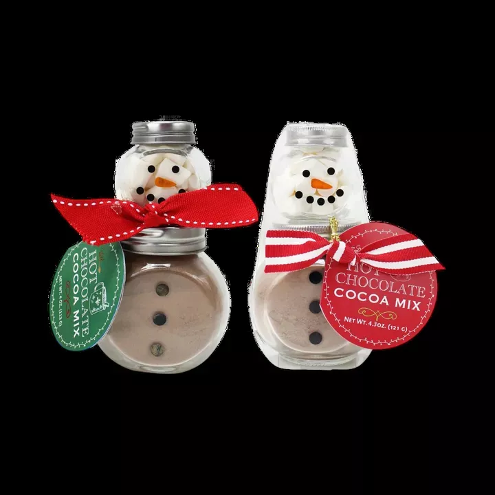 2 Stack Glass Jar - Snowman Cocoa Set