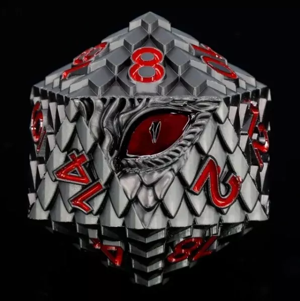 35mm D20 Dragon Eye (Black & Red) Dice