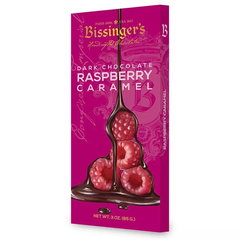 Bissinger's Dark Chocolate Raspberry Caramel 3oz Bar (SNG12)