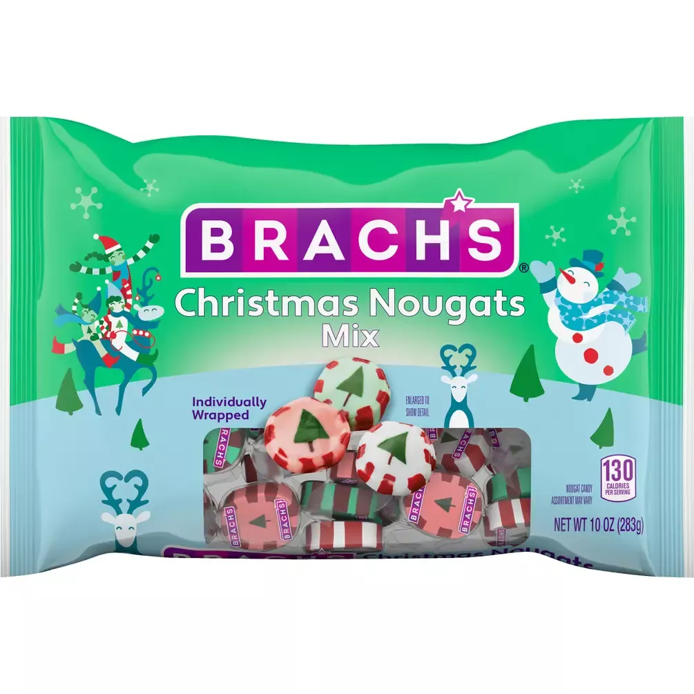 Brach's Peppermint Christmas Candy Nougats Mix - 10oz Laydown Bag (SNG24-6)