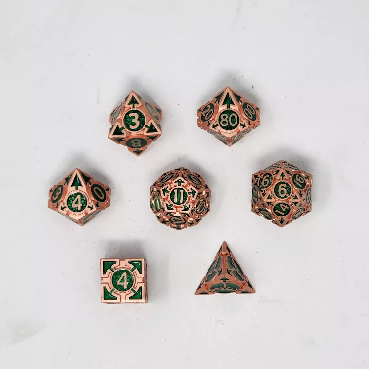 Bronze & Red Arrowed Metallic Dice