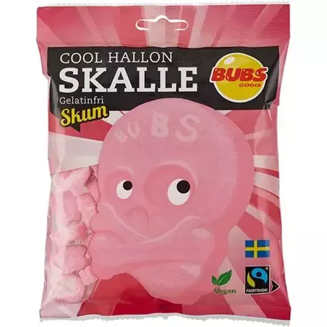 BUBS Godis Raspberry Foam Skull Candy - 90g