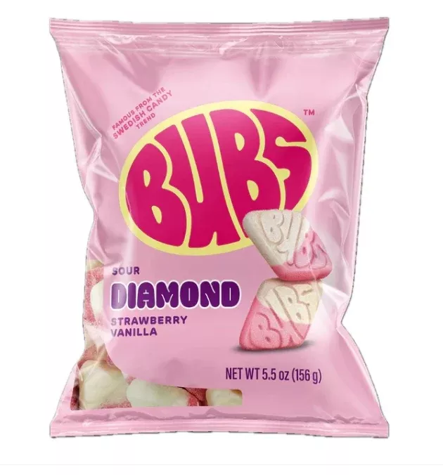 BUBS Sour Strawberry Vanilla Diamonds Foam Candy - 5.5oz