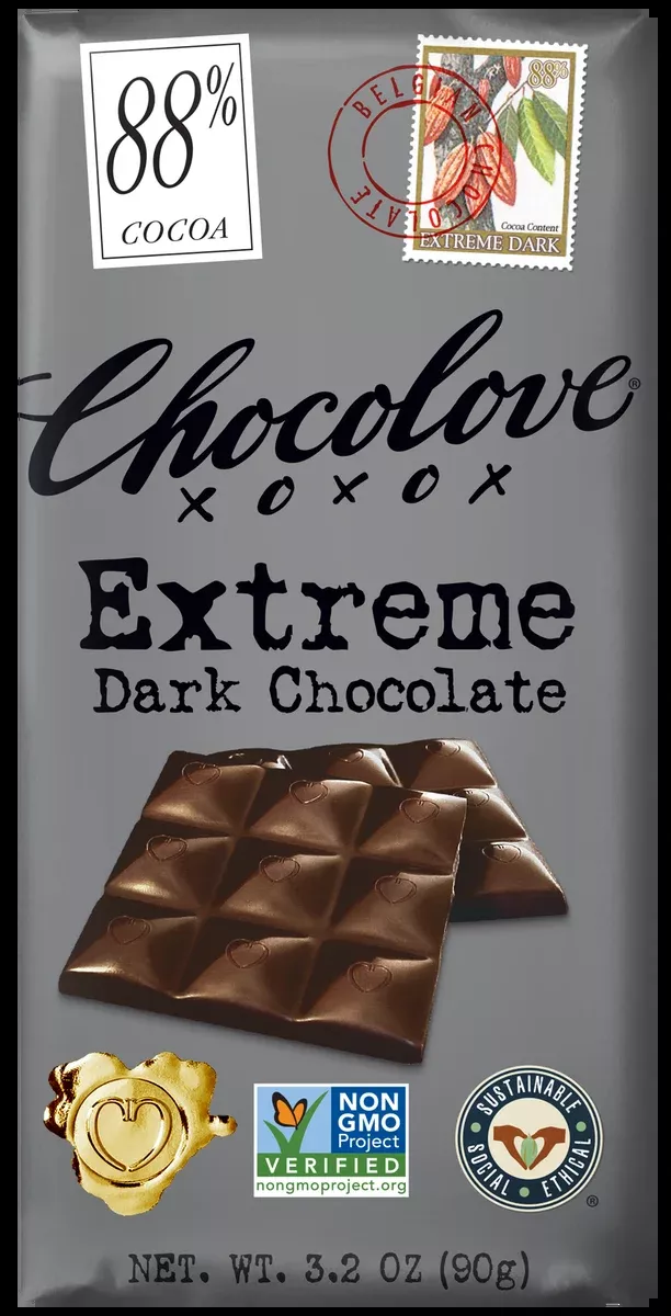 Chocolove 88% Extreme Dark Chocolate 3.2oz Bar (SNG12)