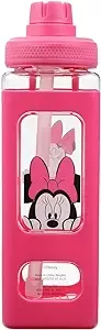 Disney Minnie Mouse Looking And Laughing 24 Oz Pink Square Plastic Water Bottle (OOS)