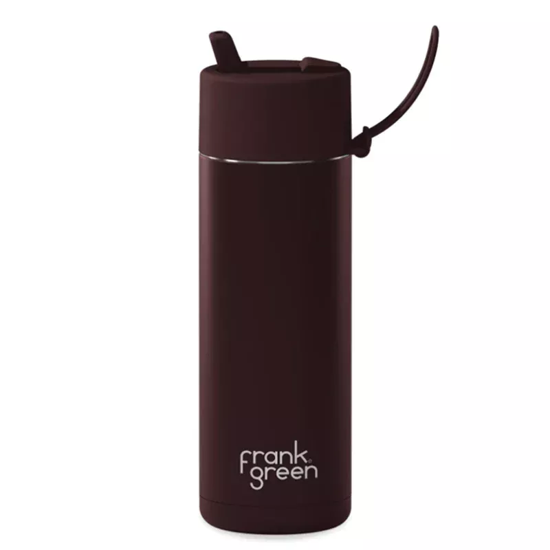 Frank Green 20oz/595ml Ceramic Reusable Bottle with Flip Straw - Chocolate