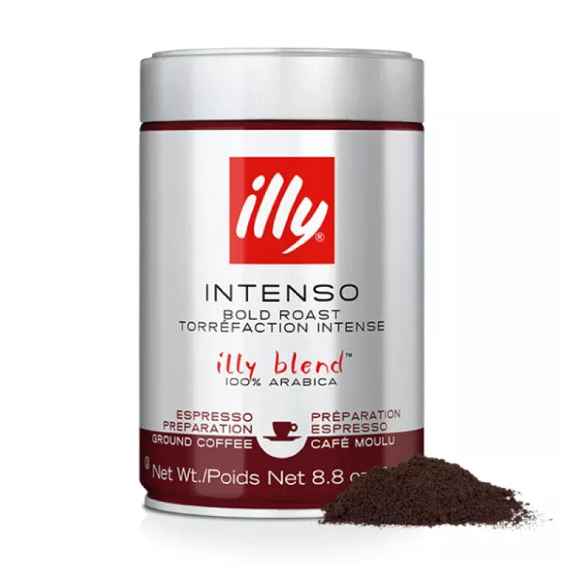 illy Intenso (Bold Roast) - Espresso Ground Coffee - 250g..Can