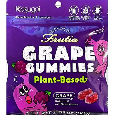 Kasugai Plant-Based Grape Gummies Peg Bag - 2.82oz