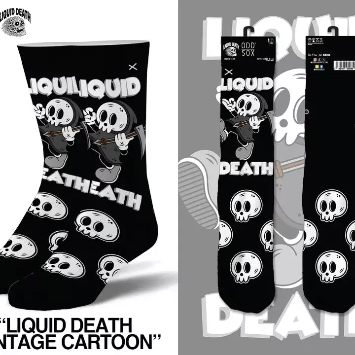 Liquid Death: Vintage Cartoon - Mens Crew Straight Socks