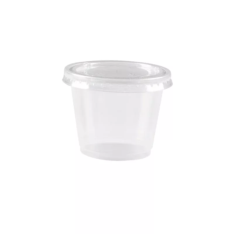 Luck pack APB-01-000 clear pp 1 oz 30ml portion/sauce cup with lids for retail