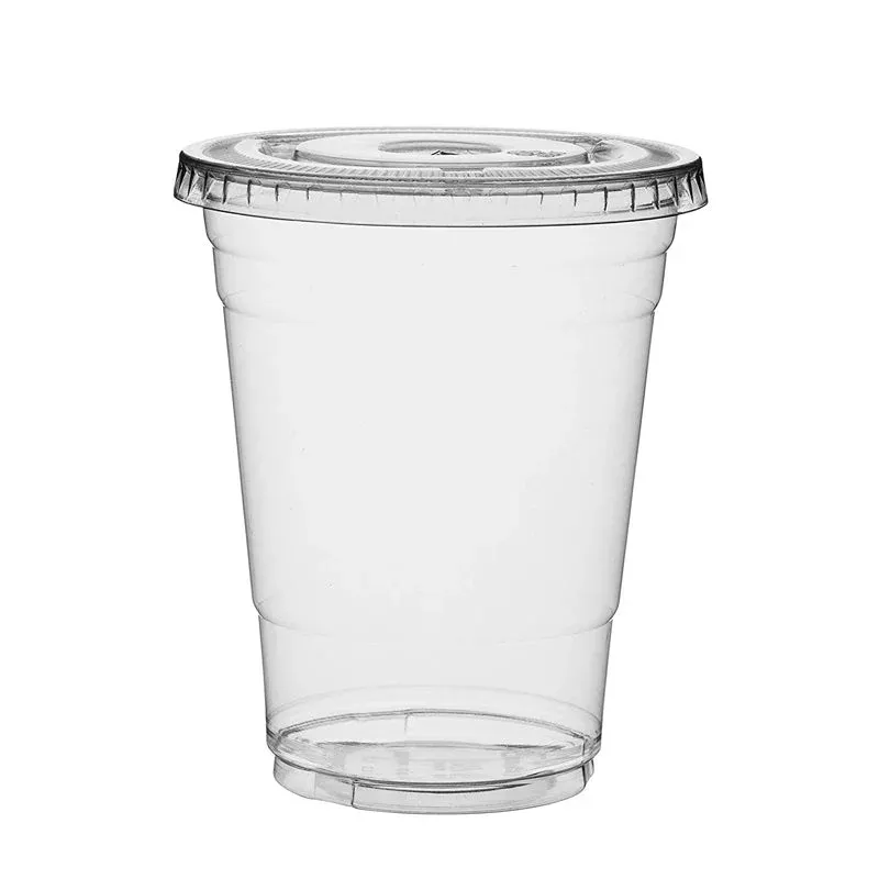 Luck pack AT-14-00 clear pet 14oz plastic cup with dome or flat lids for Cold drink
