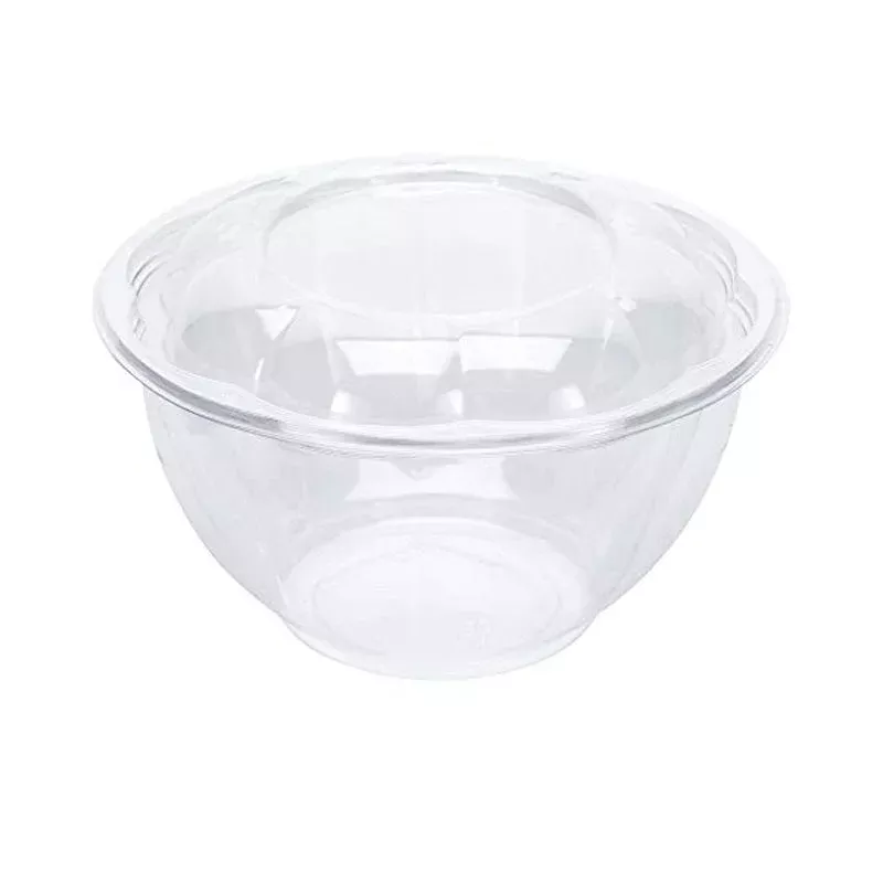 lucky pack PC-01 24oz Clear Plastic Disposable Salad Bowls with Lids, Standard Size