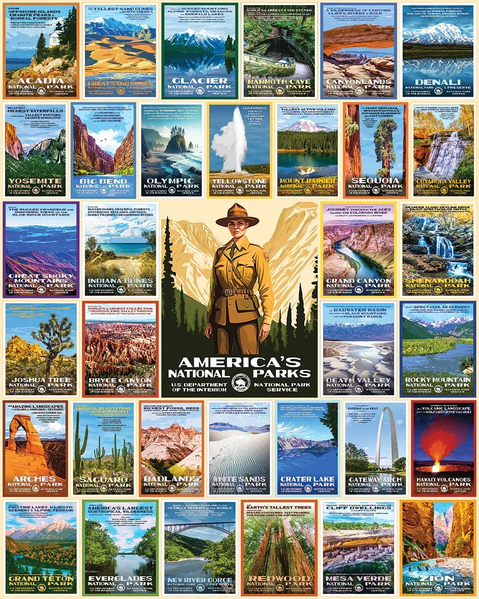 National Park Posters (1836pz) - 1000 piece Jigsaw Puzzle