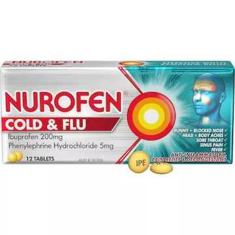 Nurofen Cold And Flu Multi-Symptom Relief Tablets 200Mg Ibuprofen 12 pack
