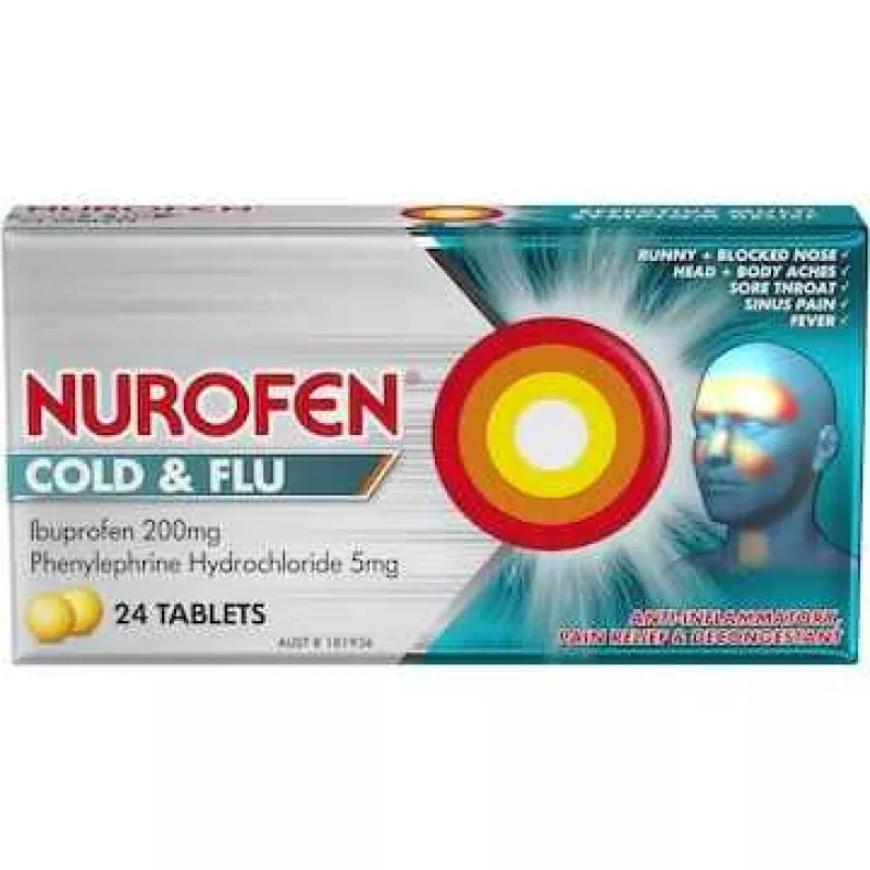Nurofen Cold And Flu Multi-Symptom Relief Tablets 200Mg Ibuprofen 24 pack