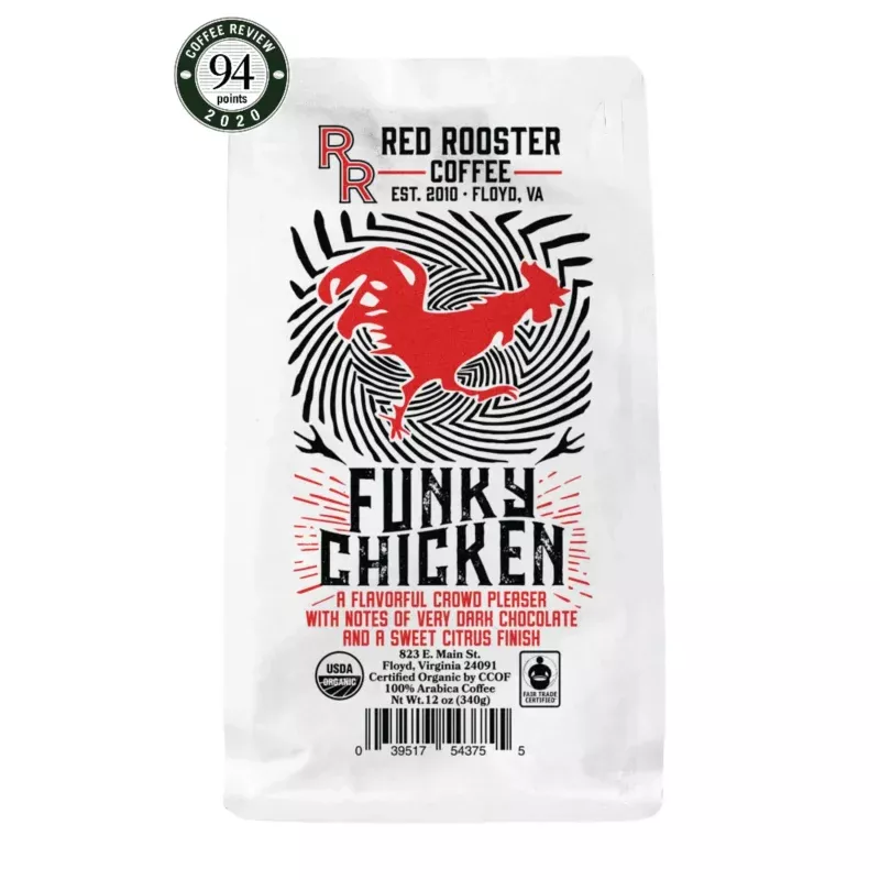Organic Funky Chicken|12OZ&2LB&5LB|Whole Bean&French Press&Chemex&Percolator/Cold Brew&Pour Over&Automatic Drip&AeroPress/Fine&Espresso