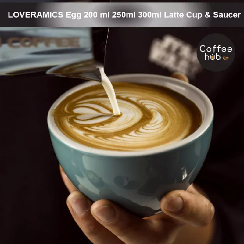 (Ready Stock)100% Genuine Coffee Espresso LOVERAMICS Egg 200 ml 250ml 300ml Latte Cup & Saucer Set-02