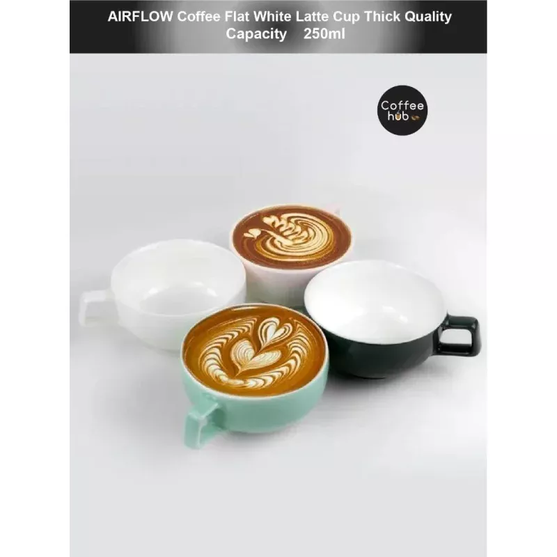 (Ready Stock)AIRFLOW Fat Wide Mouth Thick Latte Cup Professional Coffee Cup 240ml