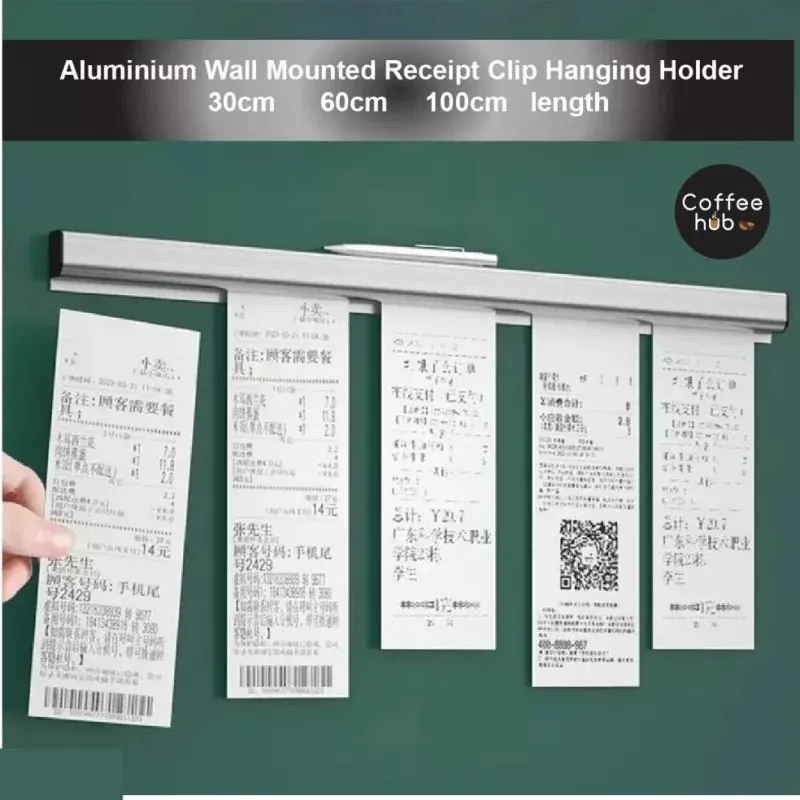 (Ready Stock)Aluminium Alloy Wall Mounted Take Out List Receipt Clip Hanging Ticket Order Invoice Paper Restaurant