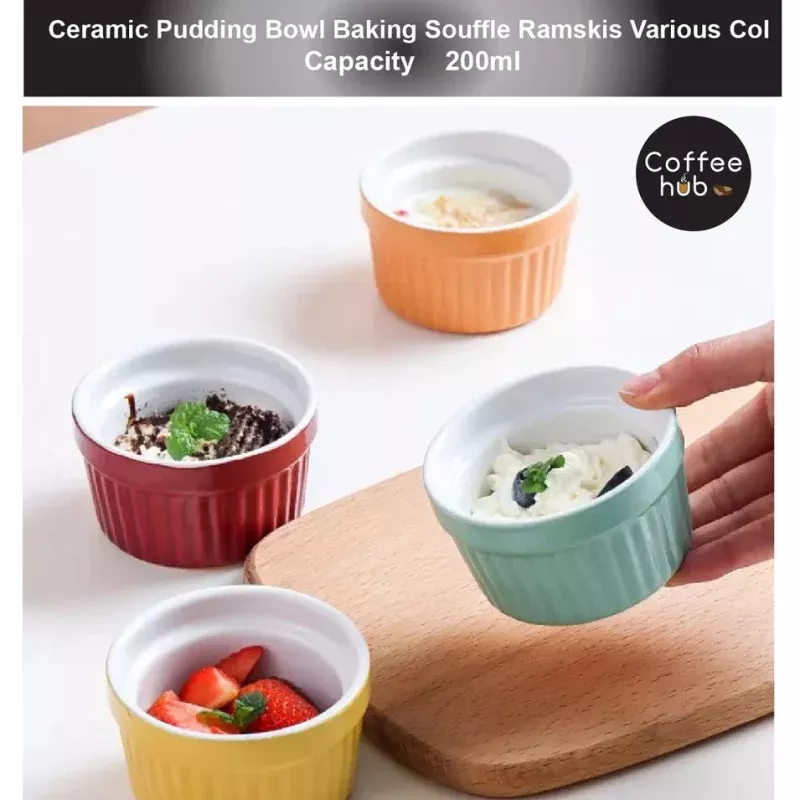 (READY STOCK)Baking Dessert Cake Caramel Pudding Bowl Ceramic Ramekins Souffl Baking Cup Oven High Temperature