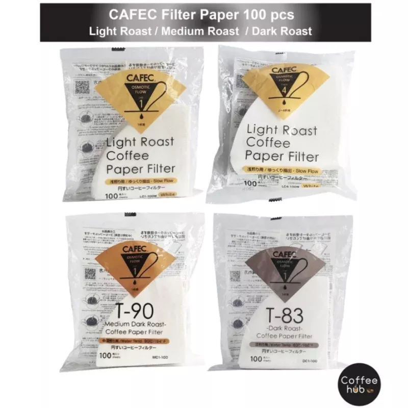 (Ready Stock)Coffee CAFEC Filter Paper Light Roast Slow Flow /Medium Roast/ Dark Roast Made in Japan 100 pcs 01 02