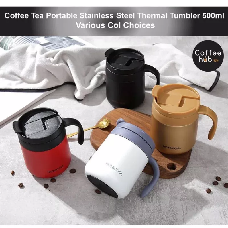 (Ready Stock)Coffee Espresso Tea Insulated Thermal Mug Tumbler 500ml Stainless Steel With Lid Multi Color-02