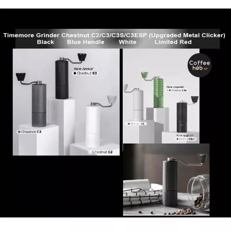 (Ready Stock)Coffee Espresso TIMEMORE Hand Grinder Chestnut C2/C3/ C3S/ C3ESP UPGRADED Metal Clicker