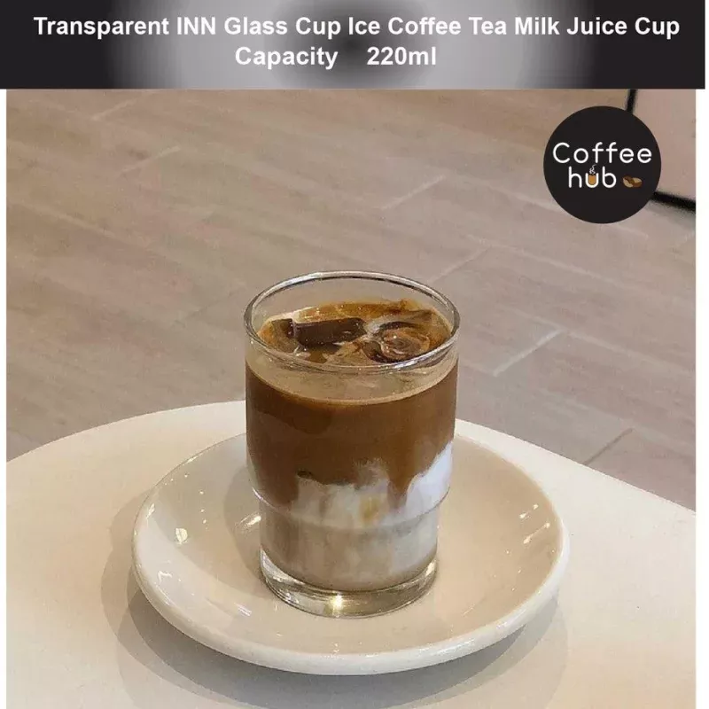 (READY STOCK)Coffee Latte Juice Drink Caf IN Style Clear Tempered Tall Glass Cup Retro Thicken 350ml 550ml