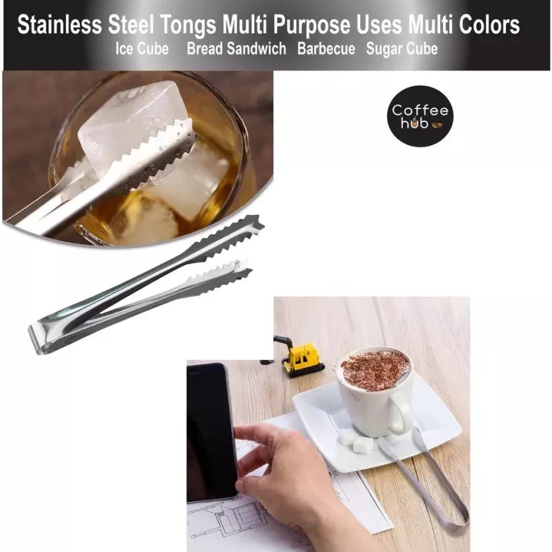 (Ready Stock)Stainless Steel Tongs For Ice Cube BBQ Clip Sandwich Bread Sugar Cube Clip 11cm /15cm Length
