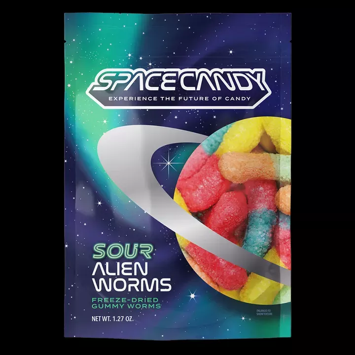 Space Candy Freeze Dried Sour Alien Worms 1.27oz - 12ct