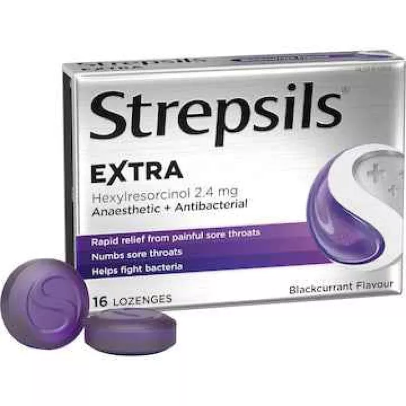 Strepsils Extra Blackcurrant Sore Throat Lozenges 16 pack