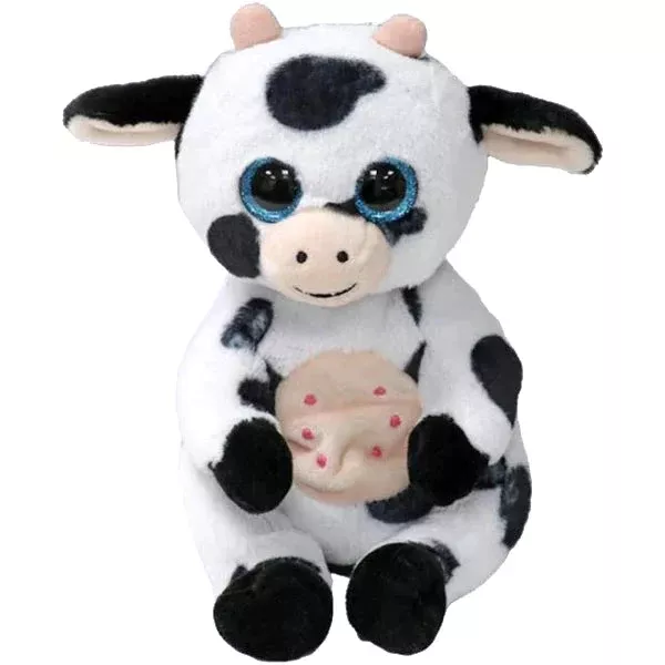 Ty Plush Beanie Bellies - Herdly, Black and White Cow Small (SNG6)