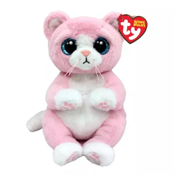 Ty Plush Beanie Bellies: Lillibelle, Pink Cat Medium (SNG4)