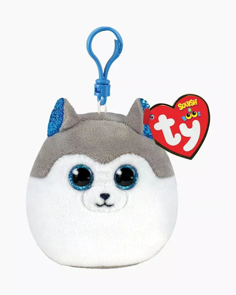 Ty Plush Squish-a-Boos: Slush, Grey and White Husky Clip (SNG6) (DISC)