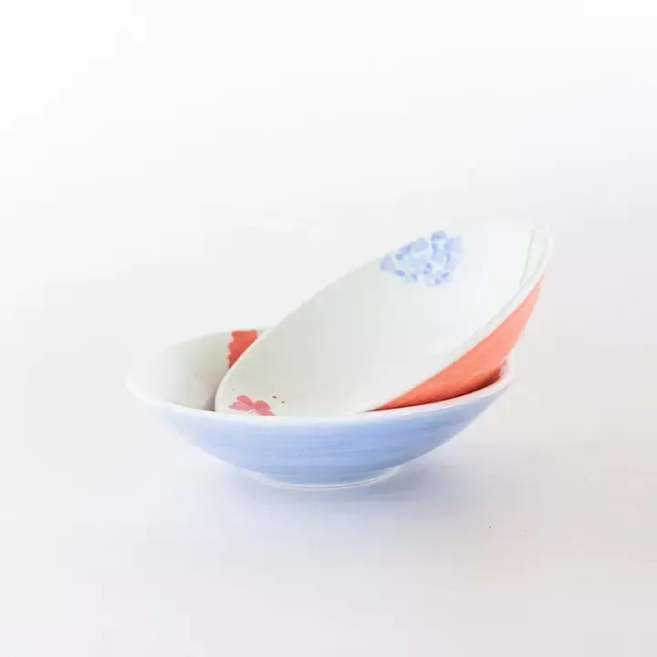 Wildflower Handpainted Bowls (Set of 2), 6.5 X 1.75 Inches