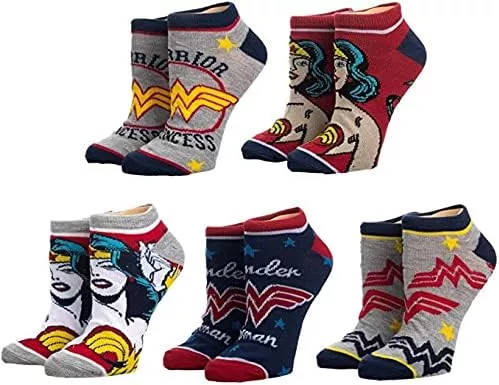 Wonder Woman Ankle Socks 5-Pack for Women