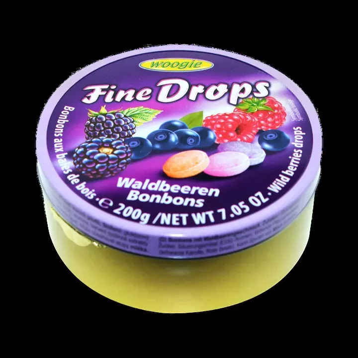 Woogie Forest Berries Drops Sanded Candies 200g Tin