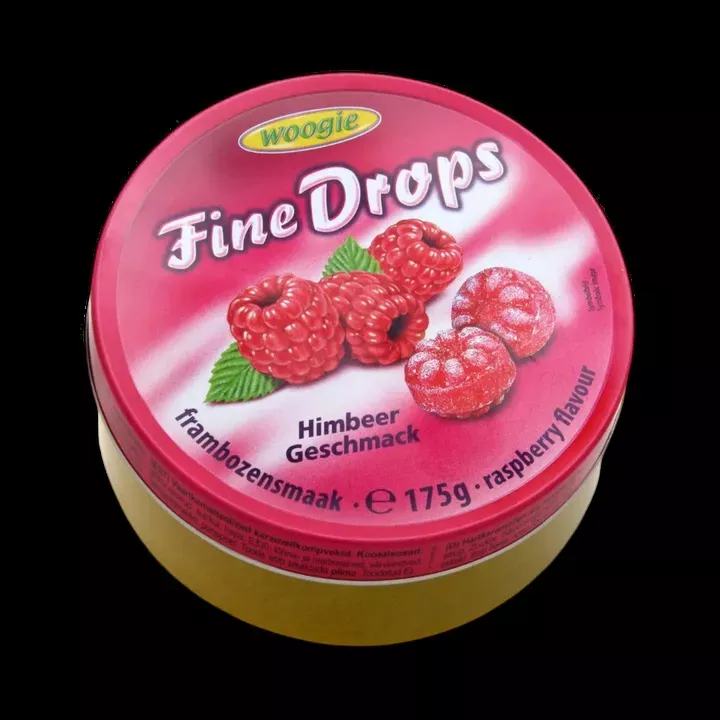 Woogie Raspberry Drops Sanded Candies 175g Tin