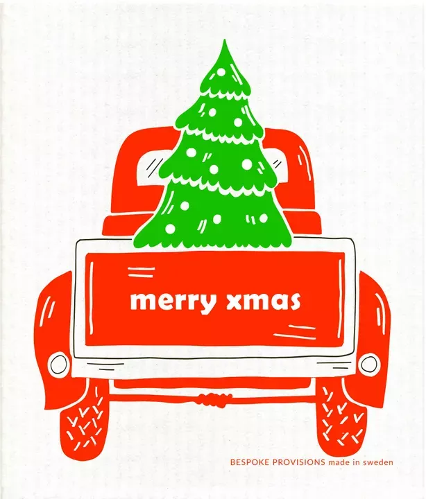 Xmas Truck Swedish Dishcloth - Reusable Sponge Cloth