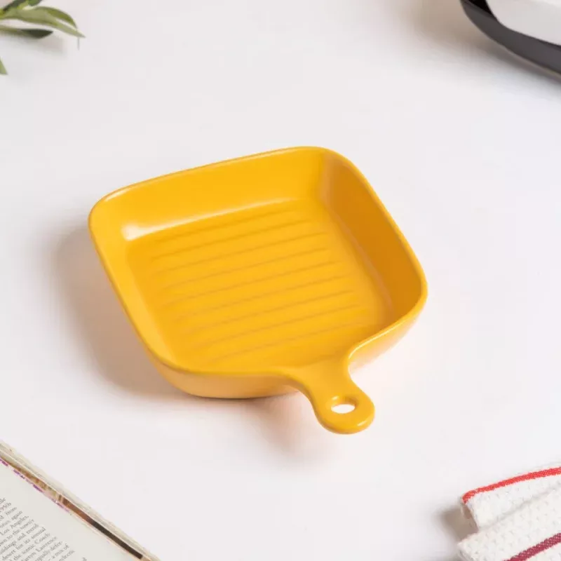 Yellow Ceramic Grill Plate