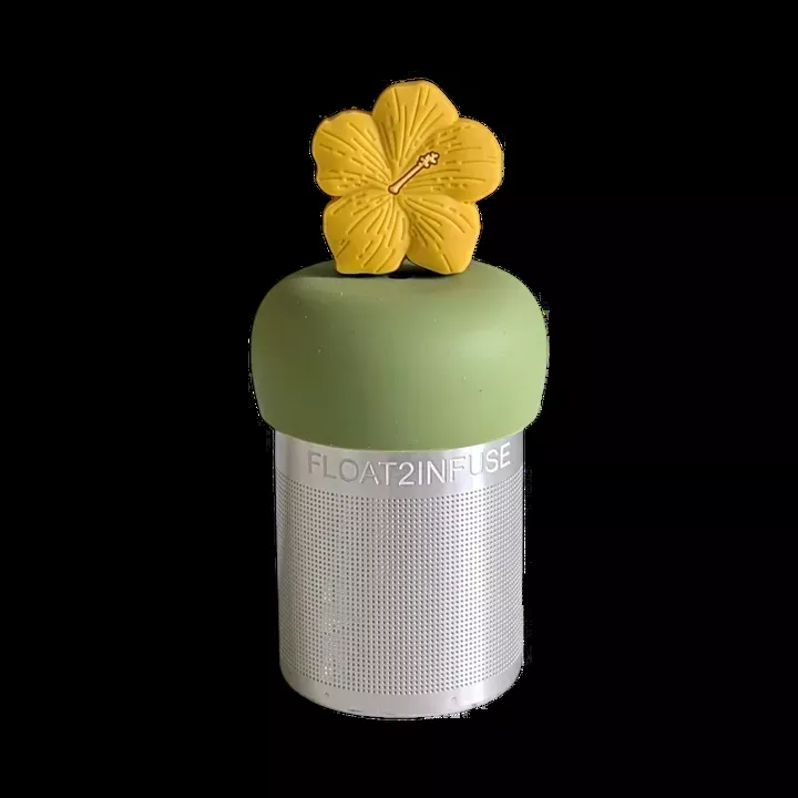 Yellow Hibiscus Flower | Floating Tea Steeper | Green Base