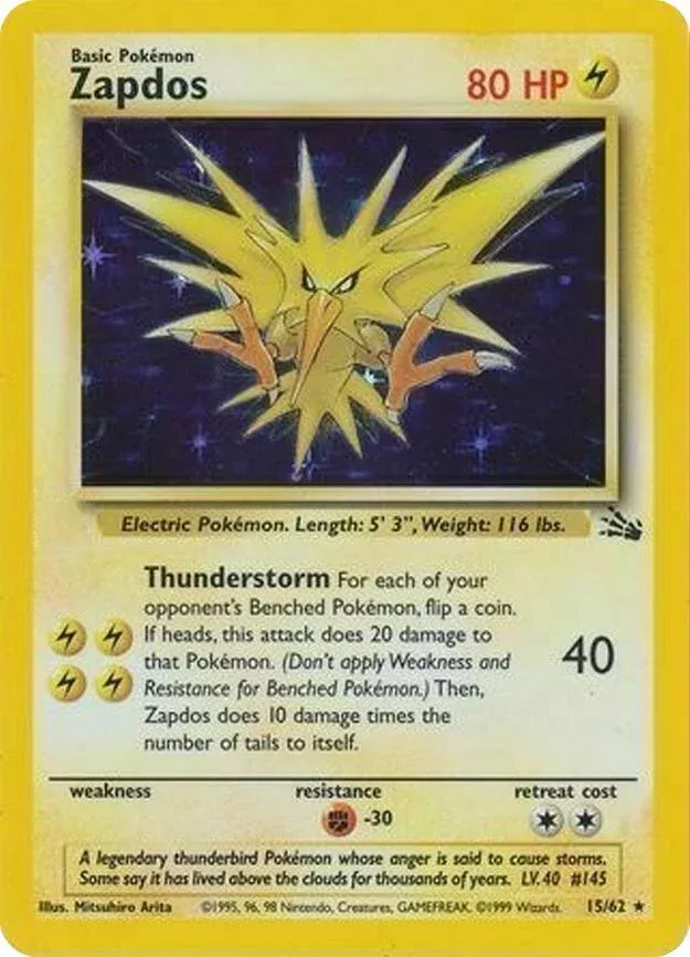 Zapdos - 15/62 - Fossil - Holo Rare Unlimited
