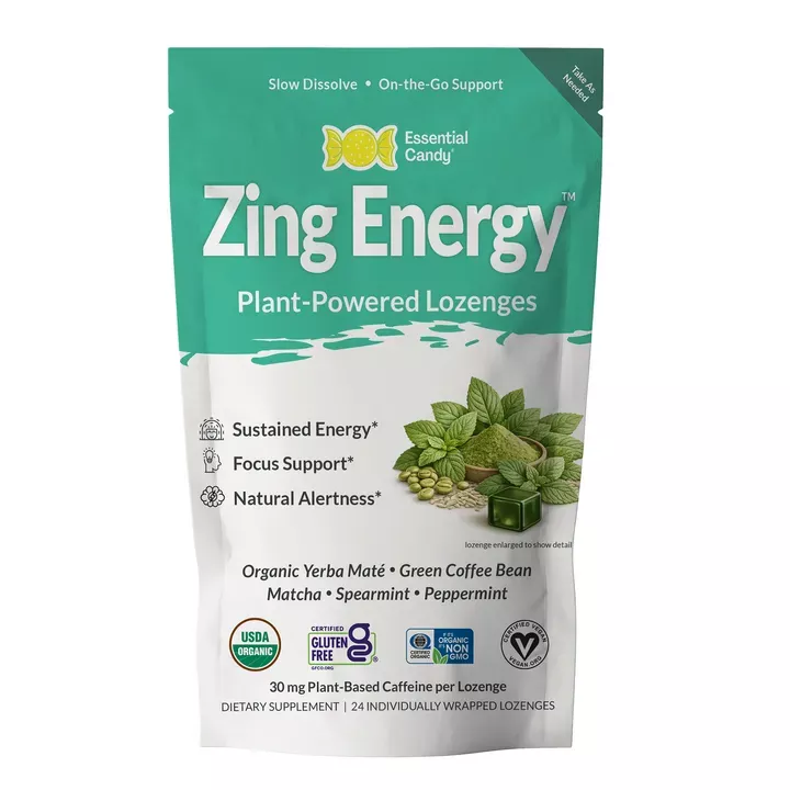 Zing Energy™ Botanical Lozenges – Energy, Focus & Mental Clarity – 30mg Natural Caffeine – Organic Yerba Maté, Green Coffee Bean, Matcha, Spearmint & Peppermint – Gluten-Free, Non-GMO, Vegan
