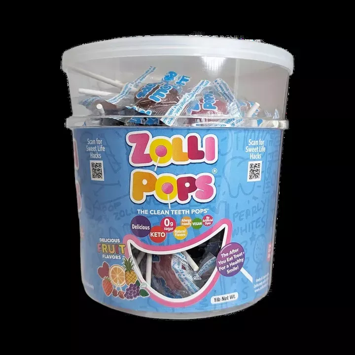 Zollipops Zero Sugar Assorted Fruit Flavors 1 lb Tub