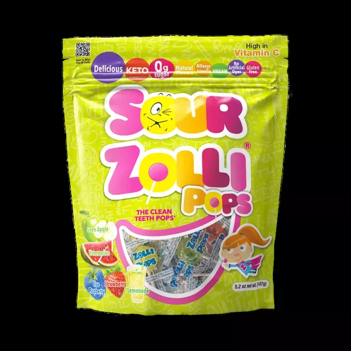 Zollipops Zero Sugar Sour Assorted Flavor Lollipops 5.2 oz